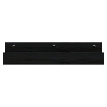 Wall Shelves 2 pcs Black - Solid Pine Wood 50x12x9 cm