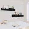 Wall Shelves 2 pcs Black - Solid Pine Wood 50x12x9 cm