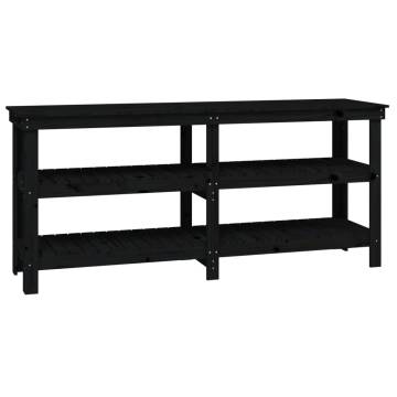 Work Bench Black 181x50x80 cm Solid Wood Pine | Hipomarket