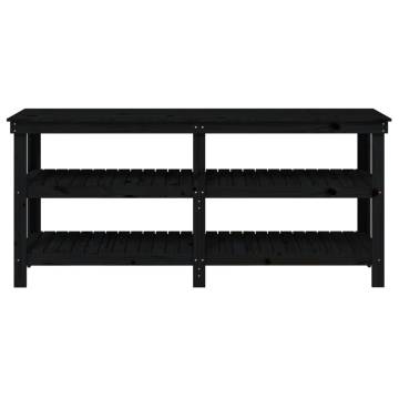 Work Bench Black 181x50x80 cm Solid Wood Pine | Hipomarket