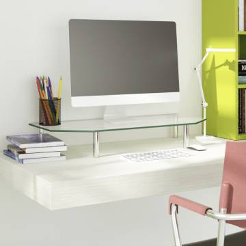 Transparent Glass Monitor Stand - Elevate & Organize Your Space