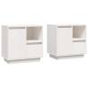 Elegant White Bedside Cabinets - Solid Pine (2 pcs) | HiPo Market