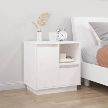 Elegant White Bedside Cabinets - Solid Pine (2 pcs) | HiPo Market