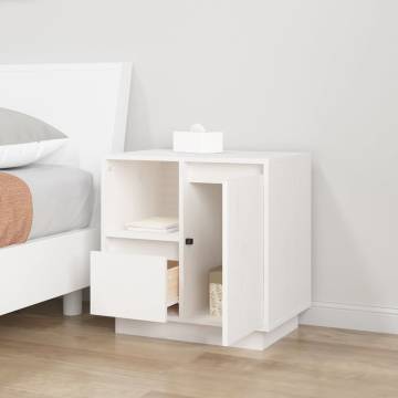 Elegant White Bedside Cabinets - Solid Pine (2 pcs) | HiPo Market