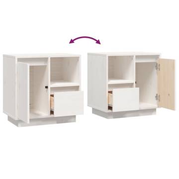 Elegant White Bedside Cabinets - Solid Pine (2 pcs) | HiPo Market