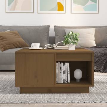 Elegant Honey Brown Coffee Table in Solid Pine Wood - 60x61x32.5 cm