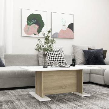 Stylish White & Sonoma Oak Coffee Table - 103.5x60 cm