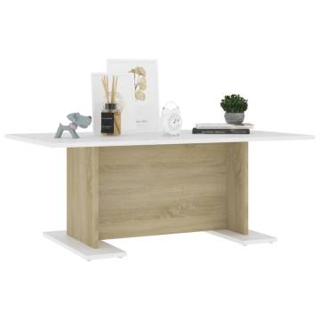 Stylish White & Sonoma Oak Coffee Table - 103.5x60 cm