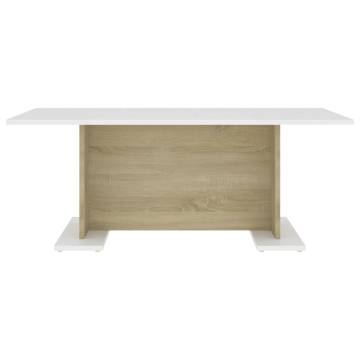 Stylish White & Sonoma Oak Coffee Table - 103.5x60 cm