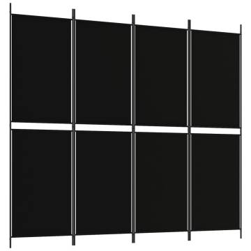 4-Panel Black Room Divider - 200x180 cm Fabric | HipoMarket