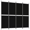 4-Panel Black Room Divider - 200x180 cm Fabric | HipoMarket