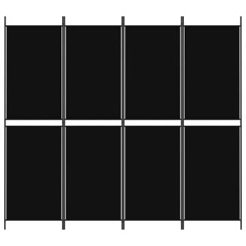 4-Panel Black Room Divider - 200x180 cm Fabric | HipoMarket