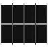 4-Panel Black Room Divider - 200x180 cm Fabric | HipoMarket