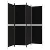 4-Panel Black Room Divider - 200x180 cm Fabric | HipoMarket