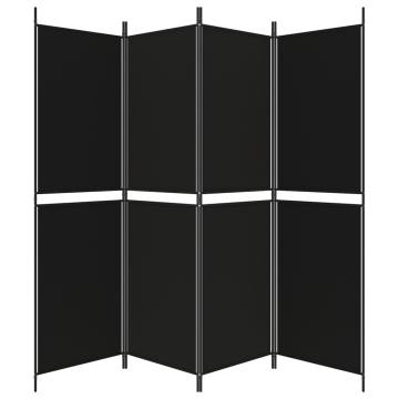 4-Panel Black Room Divider - 200x180 cm Fabric | HipoMarket