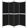 4-Panel Black Room Divider - 200x180 cm Fabric | HipoMarket