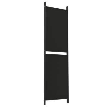 4-Panel Black Room Divider - 200x180 cm Fabric | HipoMarket