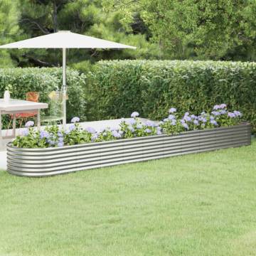 Garden Raised Bed - Powder-Coated Steel 440x80x36 cm Silver