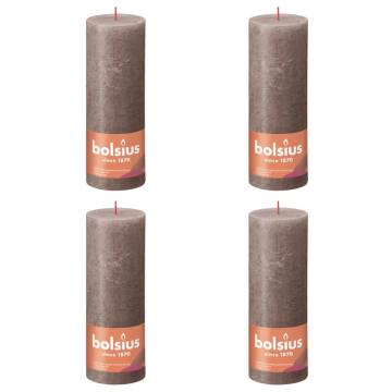 Bolsius Rustic Pillar Candles Shine - 4 pcs Taupe 190x68mm