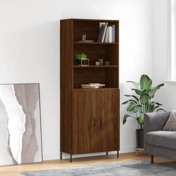 Stylish Highboard Brown Oak - 69.5x34x180 cm | HipoMarket