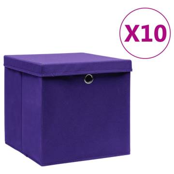 Storage Boxes with Covers - 10 pcs Purple 28x28x28 cm