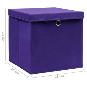 Storage Boxes with Covers - 10 pcs Purple 28x28x28 cm