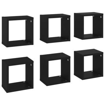 Wall Cube Shelves 6 pcs Black - Stylish Storage Solutions