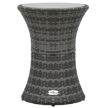 Garden Side Table Drum Shape - Grey Poly Rattan | Hipo Market