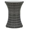 Garden Side Table Drum Shape - Grey Poly Rattan | Hipo Market