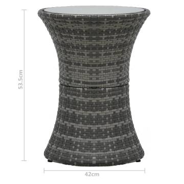 Garden Side Table Drum Shape - Grey Poly Rattan | Hipo Market