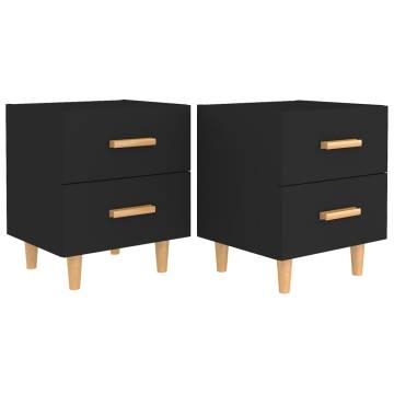 Scandinavian Bed Cabinets - 2 pcs Black 40x35x47.5 cm