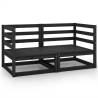 Garden Corner Sofas 2 pcs Black Solid Wood Pine | Hipomarket