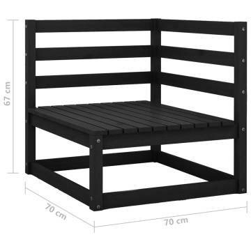 Garden Corner Sofas 2 pcs Black Solid Wood Pine | Hipomarket