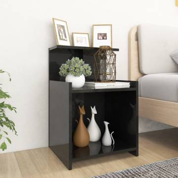 High Gloss Black Bed Cabinet - Stylish & Durable | Hipo Market