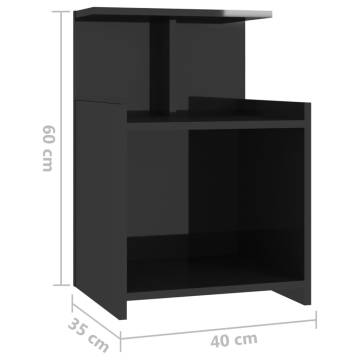 High Gloss Black Bed Cabinet - Stylish & Durable | Hipo Market