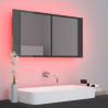 LED Bathroom Mirror Cabinet High Gloss Grey - 90x12x45 cm