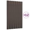 Roof Panels 12 pcs - Powder-coated Steel Brown 60x36 cm