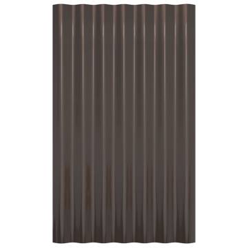 Roof Panels 12 pcs - Powder-coated Steel Brown 60x36 cm