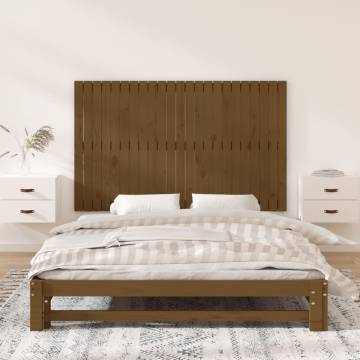 Elegant Honey Brown Wall Headboard - Solid Wood Pine