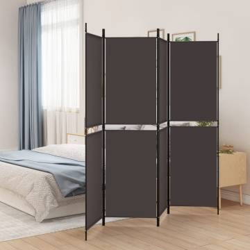 4-Panel Brown Room Divider 200x180 cm | Stylish Privacy Solution