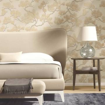 DUTCH WALLCOVERINGS Pine Tree Cream Wallpaper - Durable & Stylish