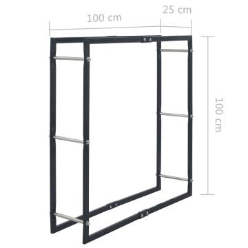 Firewood Rack Black Steel 100x25x100 cm - Durable & Stylish