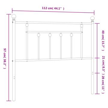 Stylish White Metal Headboard 107 cm | Durable Steel Design