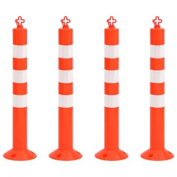 Traffic Control Bollards Set (4 pcs) with Chain - 75 cm PE