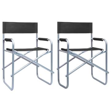 Director's Chairs 2 pcs Steel Black - Comfortable & Durable