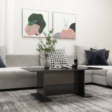 High Gloss Black Coffee Table - Modern Engineered Wood Design