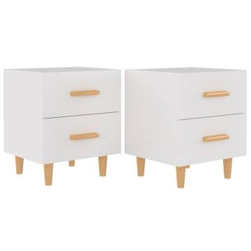 Stylish White Bed Cabinets - 2 pcs, Scandinavian Design