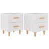 Stylish White Bed Cabinets - 2 pcs, Scandinavian Design