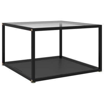 Stylish Coffee Table: Transparent & Black Tempered Glass 60x60cm