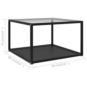 Stylish Coffee Table: Transparent & Black Tempered Glass 60x60cm